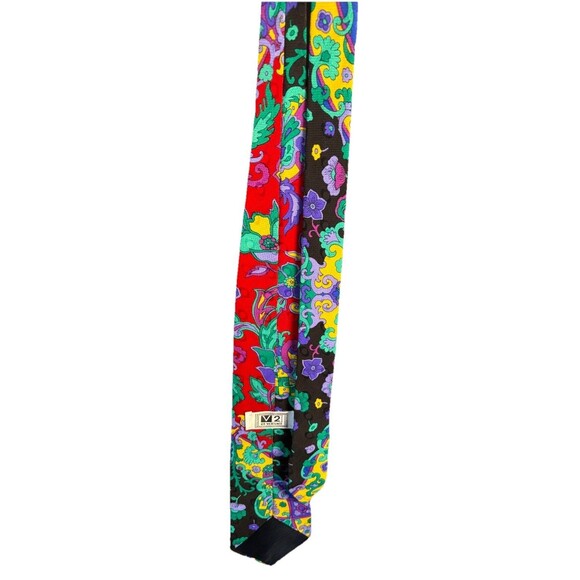 V2 Versace Other - Vtg V2 Versace Mens Black Red Purple Floral Silk Tie 3.75" W Luxury Italy Retro